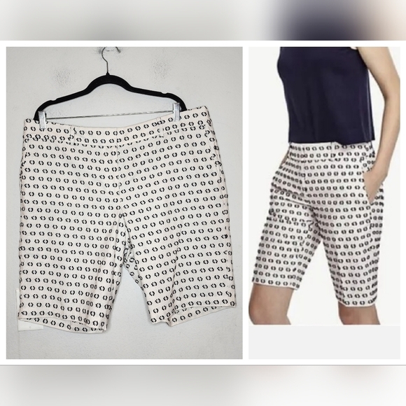 Ann Taylor Devin boardwalk shorts. Soft textured black white.  Size 18. - Picture 1 of 15